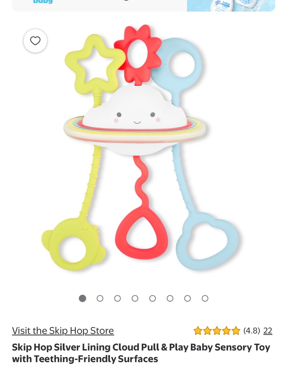 Skip Hop Cloud Sensory Activity Toy - White with Yellow, Coral & Light Blue